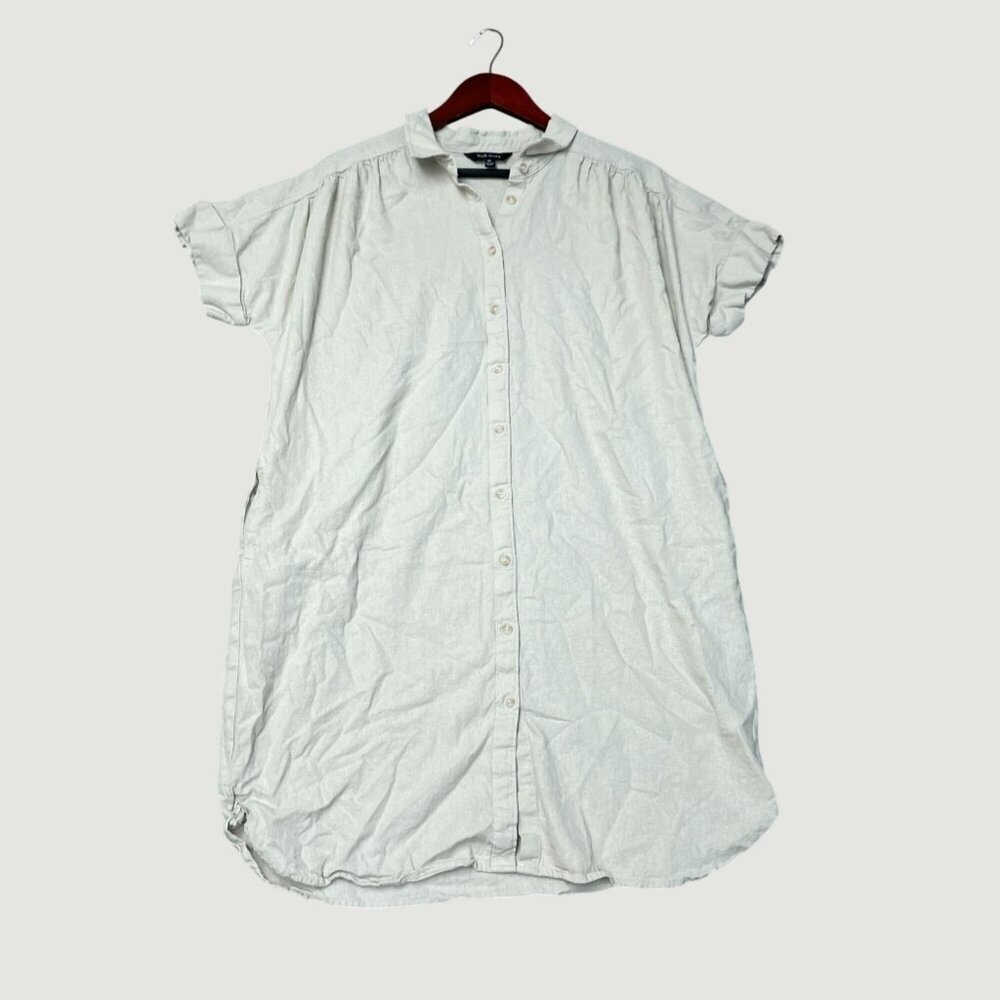 Well Worn Women's XL Beige Linen Blend Button-Up Shirt Dress L1239